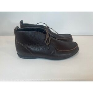 Lands End Chukka Boots Mens Brown Size 10 Pebble Leather Lace Up Business Casual
